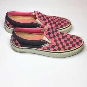 VINTAGE VANS HOT PINK CHECKERS SLIP-ONS, WOMEN'S 9, USED